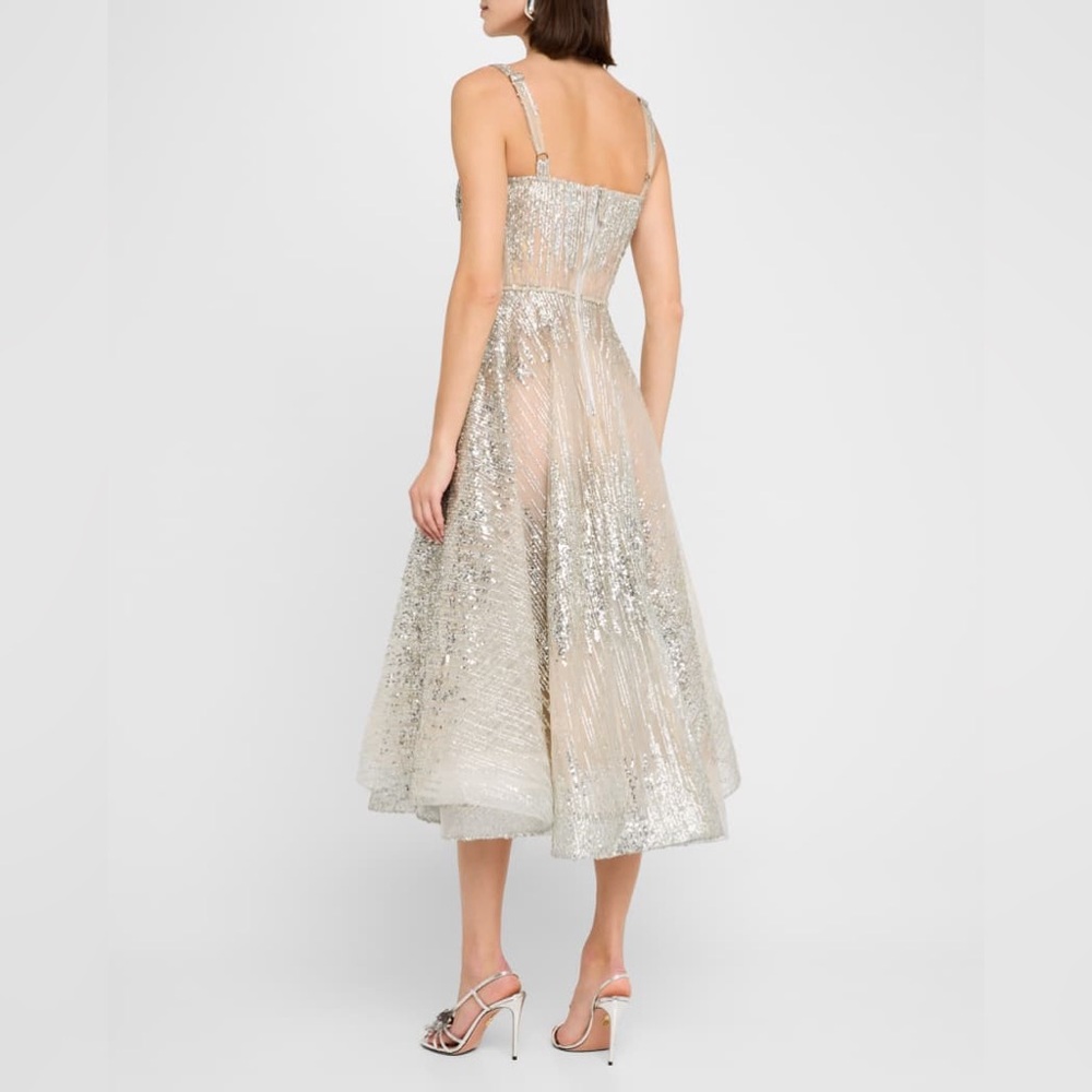 Bronx and Banco Silver Sequin A-Line Midi Prom Dress - Picture 7 of 16